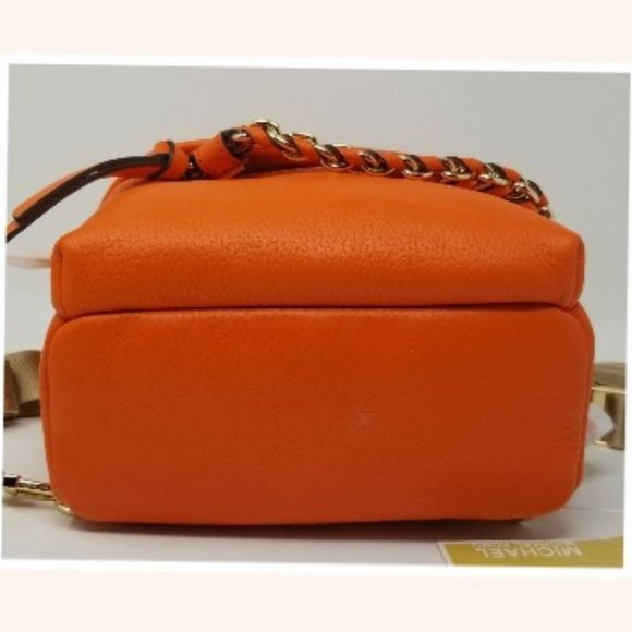 Michael Kors Slater Small Clementine Orange Pebbled Leather Convertible Backpack - Picture 6 of 8